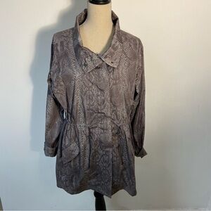Vera Wang Simply Vera Rain Jacket Gray Snakeskin Nylon Blend Medium